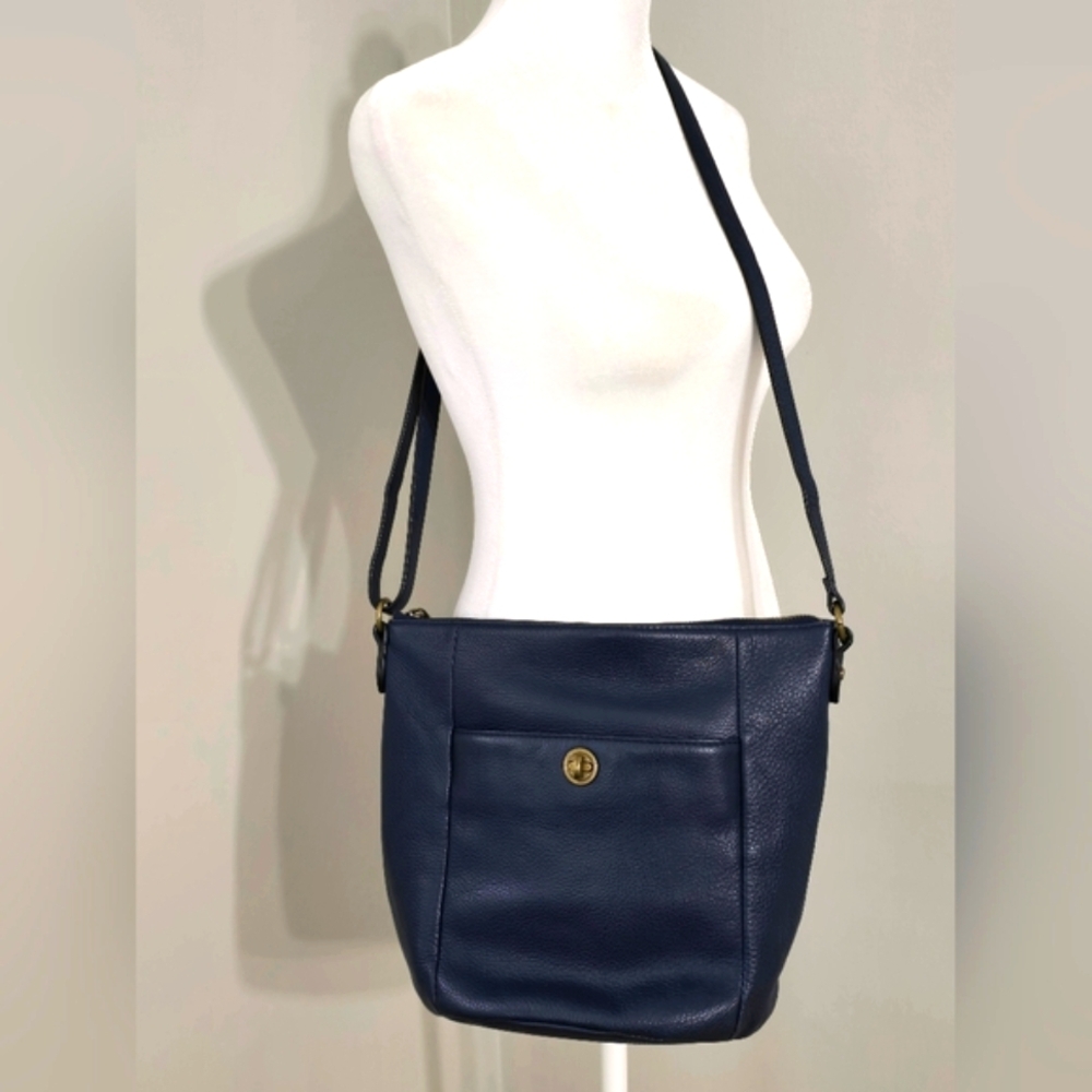 Elliot Lucca Indigo Blue Leather Convertible Hobo Bag